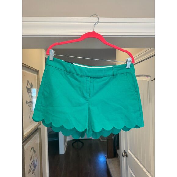J.Crew Scalloped Edge Shorts • Teal Green • Size 6 • NWT • Preppy - Picture 2 of 5